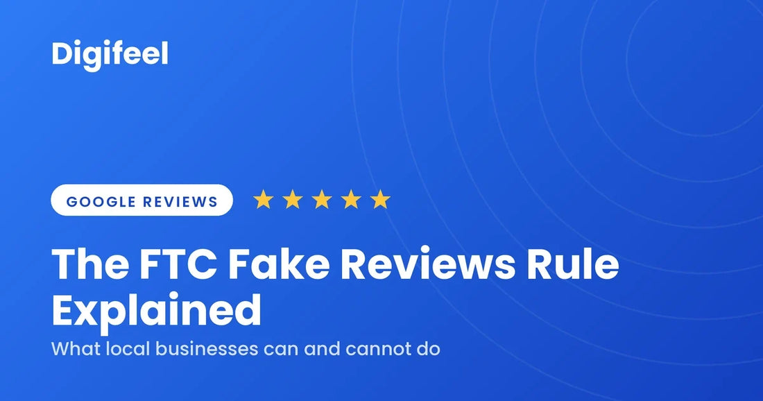 Guide banner explaining the FTC fake reviews rule for local businesses