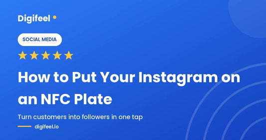 Digifeel Instagram NFC plate on a shop counter to gain followers in one tap